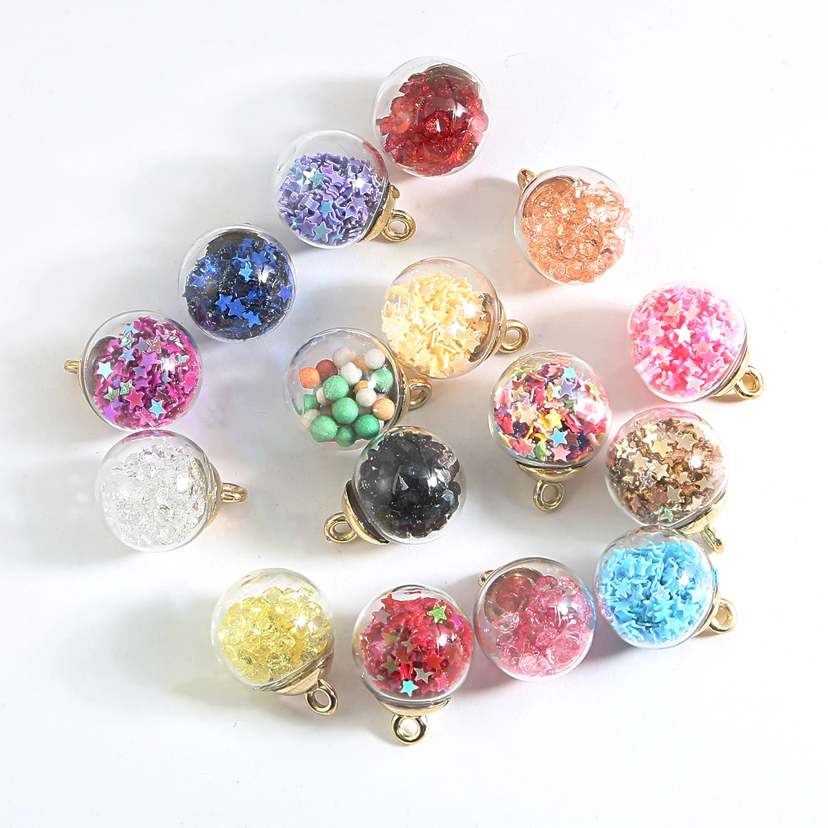 10pcs 15x21mm Fashion Beautiful Transparent Glass Ball Star Sequin Glass Ball For DIY Earring Necklace Jewelry Making Accessorie