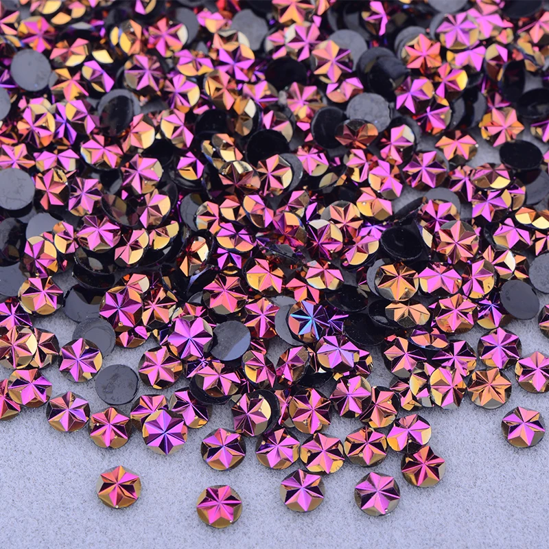 JUNAO 500pcs 5mm Mix Color Flowers Resin Nail Rhinestones Jelly AB Crystal Flatback Nail Stickers for Face Nail Art Accessories