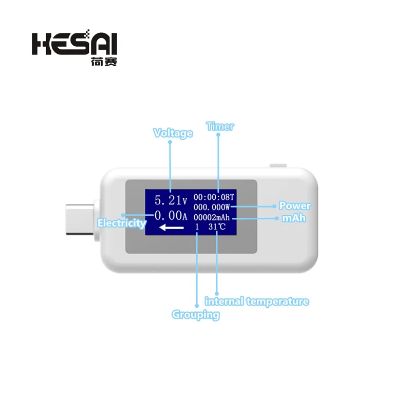 Type-C USB Tester Current 4-30V Voltage Meter Timing Ammeter Digital Monitor Cut-off Power Indicator Bank Charger