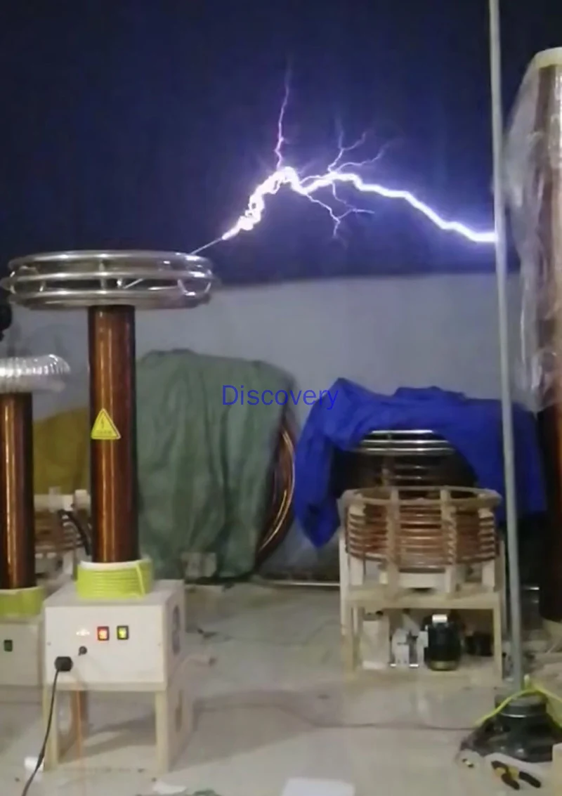 Custom Artificial Lightning Show Electric Sonic Tesla Coil 0.3m Flash Plasma Horn 1.5m Arc