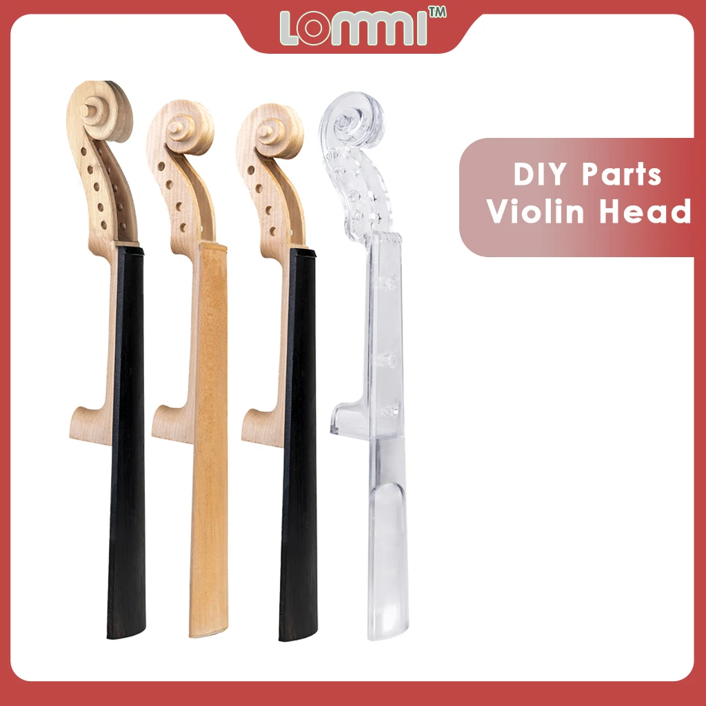 LOMMI 4/4 Full Size Violin Neck Maple Scroll Ebony Fretboard Crystal Acrylic Violin Neck DIY Violin Parts Accessories