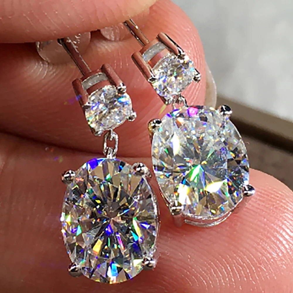 100% 14K Gold A585 gold A pair of Earrings 0.5Ct 1Ct 2Ct 3Ct  We only sell  color DVVS Moissanite Earrings Oval  cut