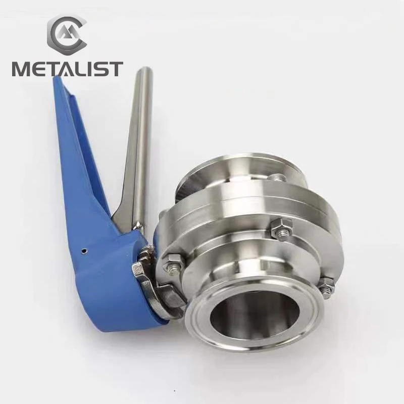 

METALIST 2" Pipe OD 45-51mm Sanitary Butterfly Valve SS304 Ferrule OD 64mm Fit 2" Tri Clamp with Squeeze Trigger Handle