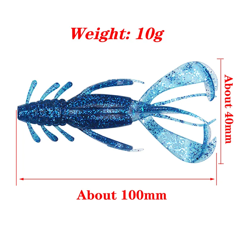 2PCS Crazy Flapper Silicone Shrimp Soft Lure 10cm 10.5g Artificial Jig Wobblers Fishing Bait Bass Swimbait Pesca Fishing Tackle