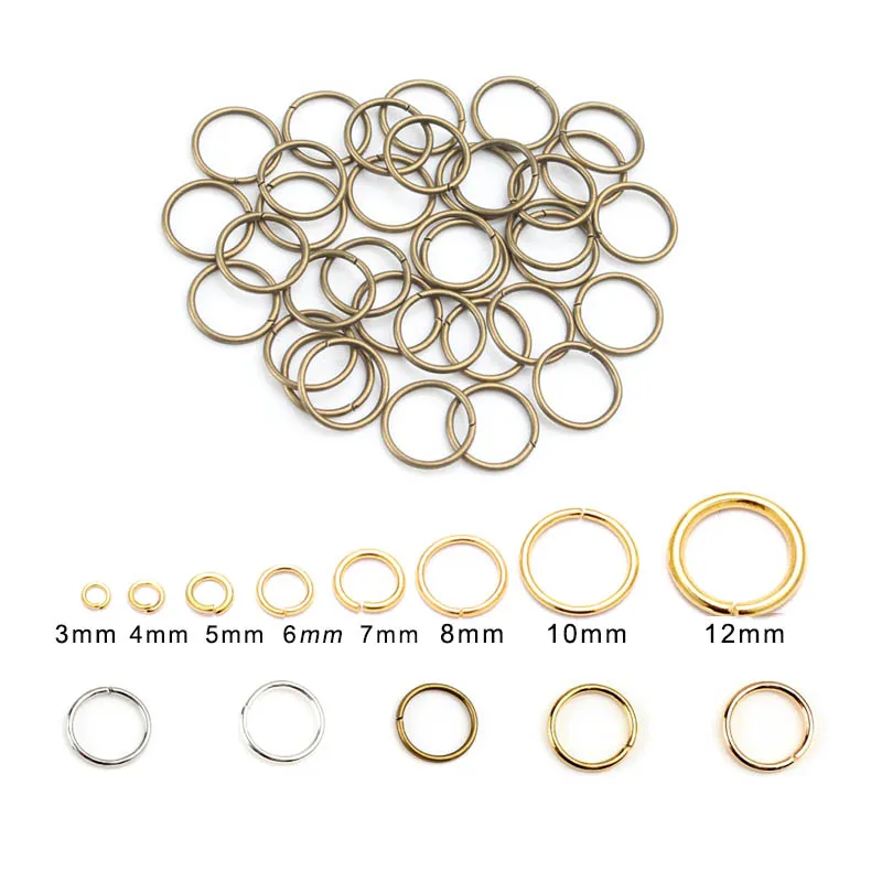 3-12mm Gold Silber Farbe Schleifen Offene Biegeringe Metall Split Ringe Anschlüsse Für Diy Schmuck Finden Herstellung zubehör Liefert