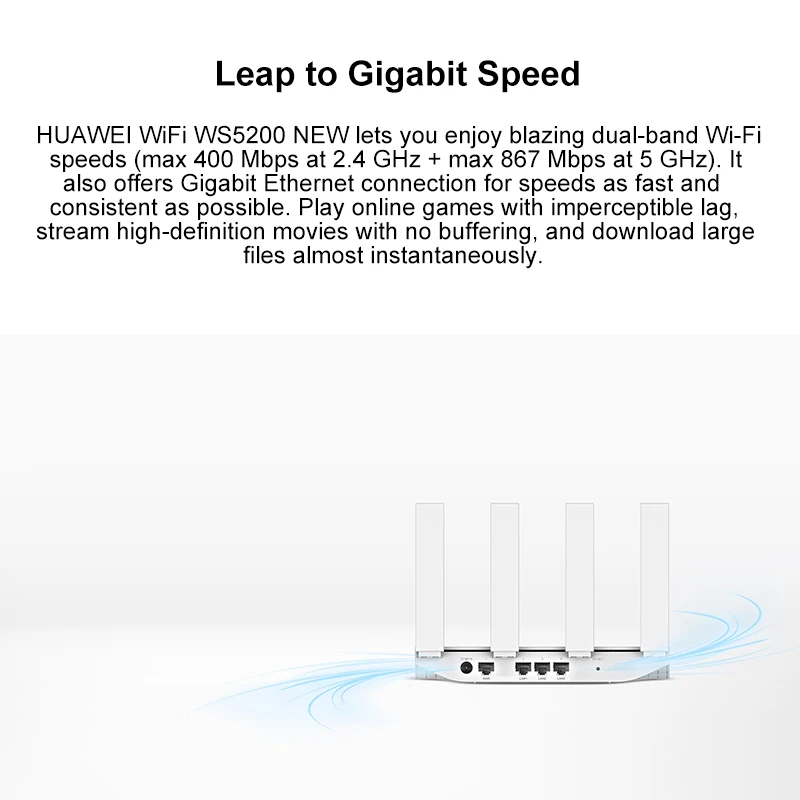 글로벌 버전 화웨이 WS5200 TW 무선 와이파이 라우터, 잠금 해제, 1200Mbps 듀얼 코어 듀얼 밴드, 2.4GHz, 5GHz 고속 라우터