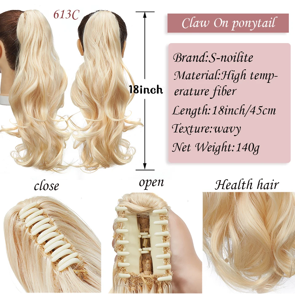 S-noilite Synthetic Long Wavy Claw On Ponytail Upgrade Ponytail Hair Extension Clip On Asia JK Ponytail Women Hairpiece for Girl