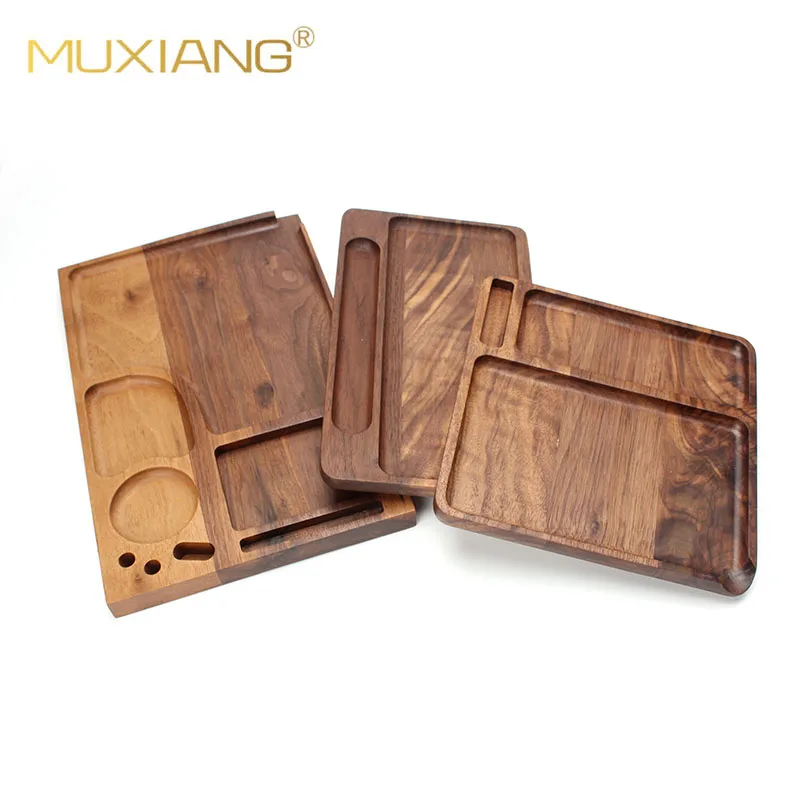 MUXIANG Tray Operation Panel Wooden Tray Rectangular Walnut Wood Smoking Accessories Storage Base