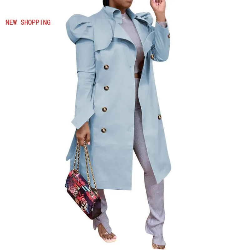 5 cores moda caqui duplo breasted clássico feminino longo trench coat elegante manga longa solto blusão feminino magro outwear