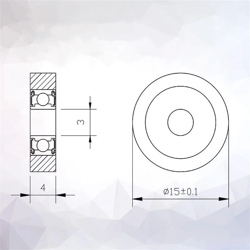 10 Stück/50 Stück PU62315-4 3 x 15 x 4 mm Polyurethan PU 623ZZ Miniatur-Geräuschfreies Lager, weiche Gummi-transparente Reibriemenscheibe 3 x 15 x 4 – Detail 2