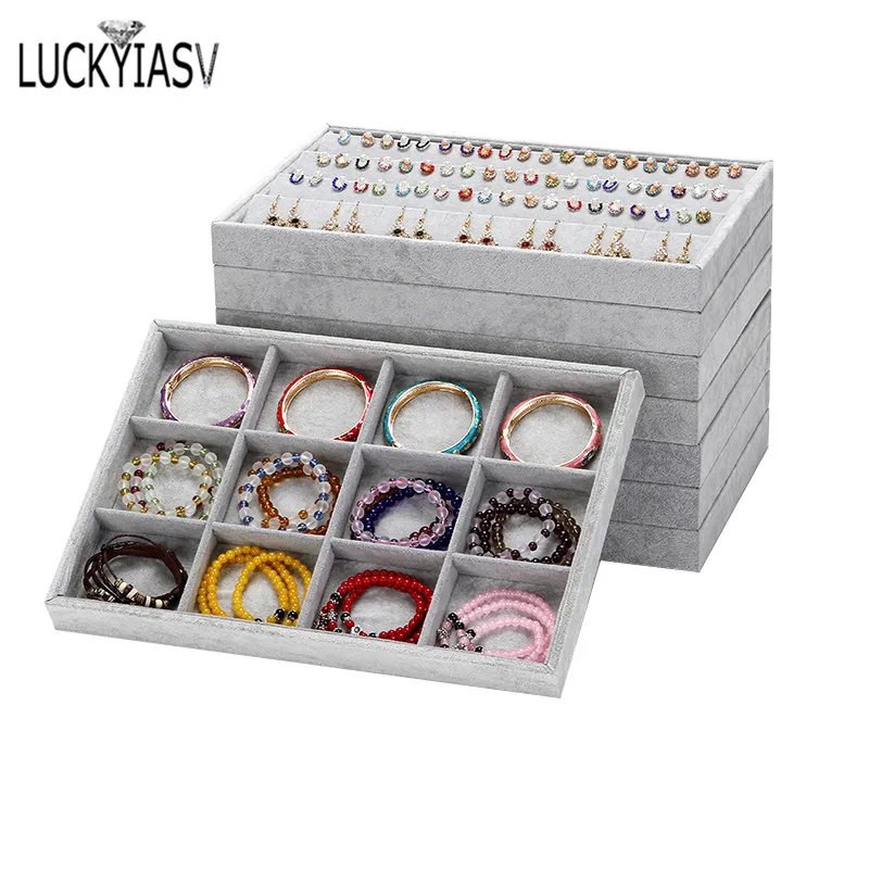 

Grey Velvet Jewelry Storage Tray Box Ring Bracelet Pendant Necklace Tray Display Picking Tray For Jewelry Display Ring Necklace