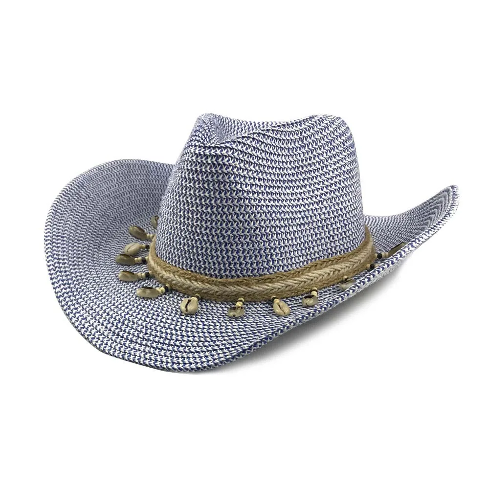 men Straw fedoras cowboy hats for women and men beach hat summer hat  mixed color cowboy cap sertissage shell hats Crimping hat