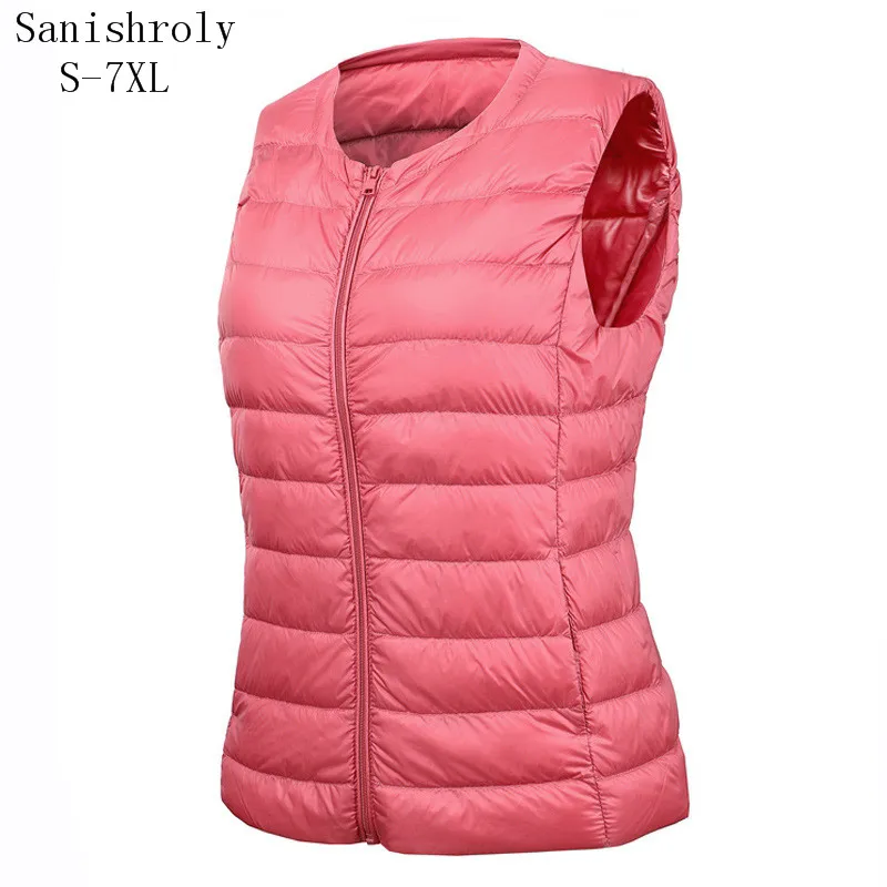 2025 New Autumn Winter Ultra Light White Duck Down Vest Women Big Size Down Waistcoat Female Warm Sleeveless Short Tank Outwears