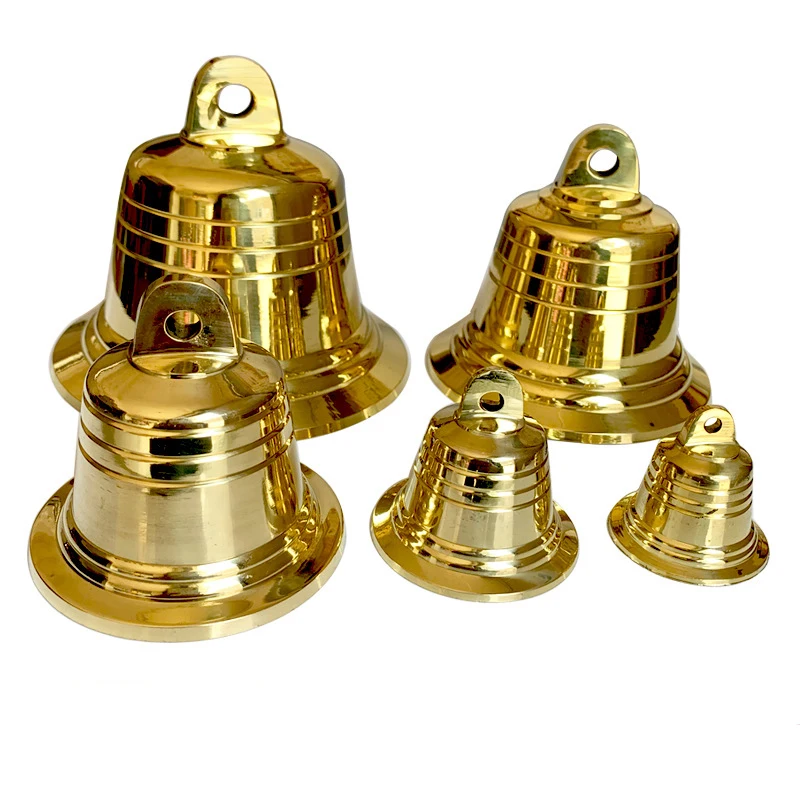 100% Brass Handicraft 5 Sizes Engraved Bell Loud Clear Sound School Meditation Church Creative Gift Large Small Copper Bells