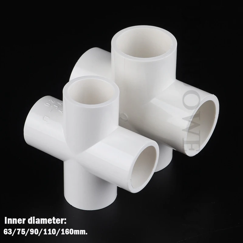 

1pcs Big Size I.D 63/75/90/110/160MM PVC Pipe Connector Equal 4 Way Joints Garden Watering Fittings Aquarium Fish Tank PVC Cross