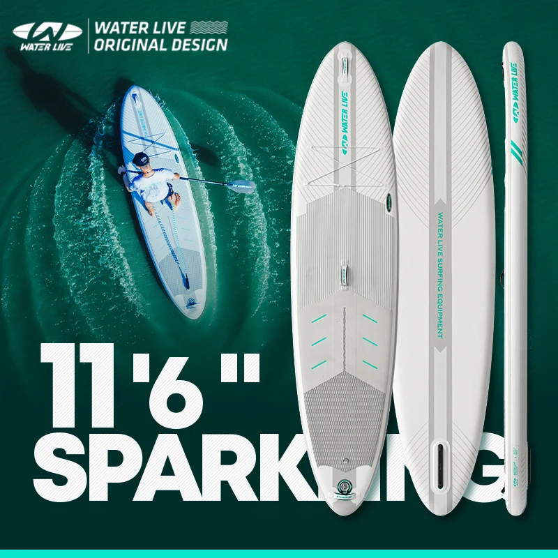 

WATERLIVE SPARKING 11'6 "Веселая водная SUP доска надувная Sapboard водные лыжи стоячая доска для весла Вейкборд 2P надувная доска