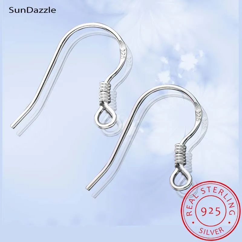Oryginalne prawdziwe solidne 925 sterling Silver zatrzaski do uszu haki okucia płaski hak z drutu do wyrobu kolczyków komponenty do biżuterii