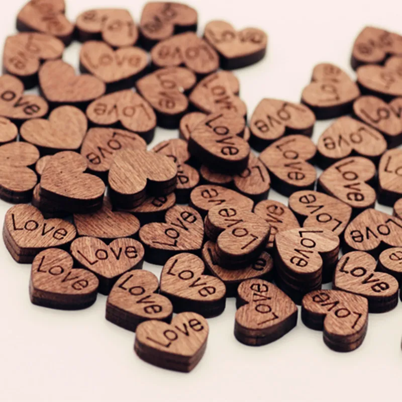 

100PCS/Pack Mini Retro Peach Hearts Wooden Chip Patch Handmade Materials Package DIY Decoration Craft Supplies Unfinished Wooden