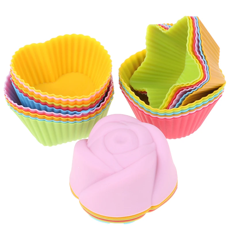 6 Pcs Silicone Cake Cupcake Cup Cake Tool Bakeware Baking Silicone Mold Cupcake And Muffin Cupcake For DIY Random Color