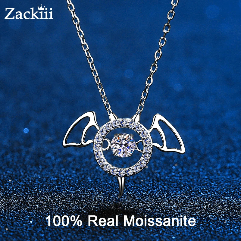 colar moissanite real com pingente brilhante morcego diabo mau para mulheres e homens presente de aniversario joias finas 01