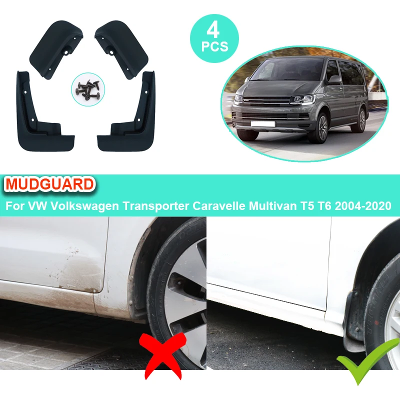 For VW Volkswagen Transporter Caravelle Multivan T5 2004-2015 Mudflap Fender Front Mud Flaps Splash Guards Flares T6 2015-2020