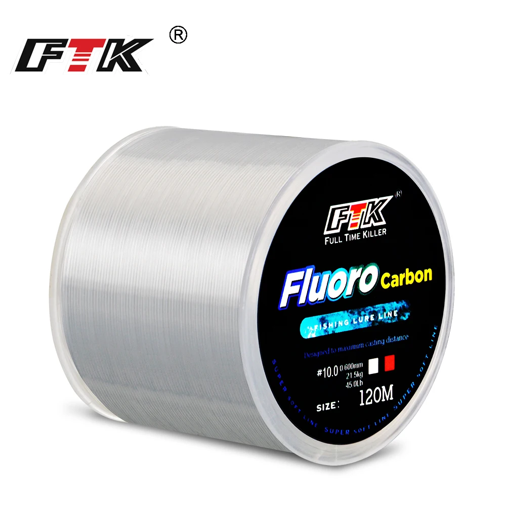 120M Fluorocarbon Coating Fishing Line 0.20mm-0.60mm 7.15LB-45LB Carbon Fiber Leader Line Fishing Lure Wire Sinking Line Japan