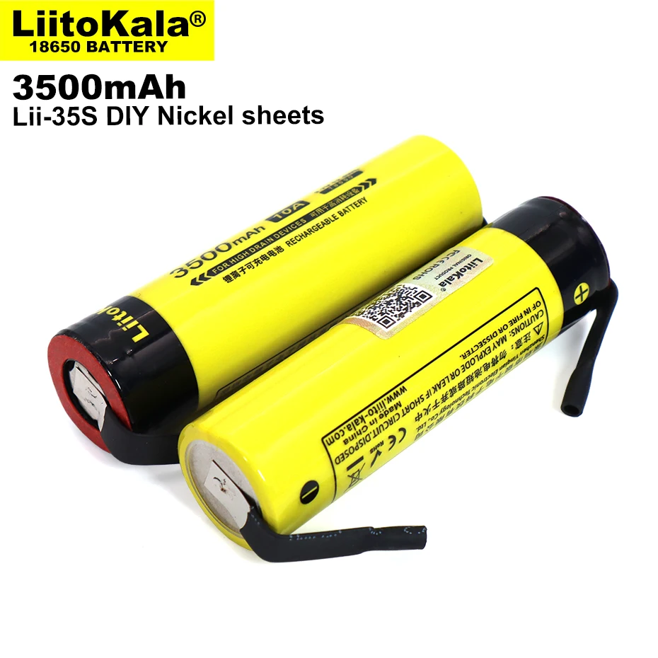 LiitoKala Lii-35S 3.7V 3500mah 18650 Lithium Rechargeable Battery Welding Nickel Sheet