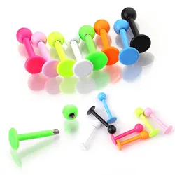 10Pcs/lot Mixed Colors Stainless Steel Labret Ring Lip Studs Ear Cartilage Helix Piercing Body Jewelry 3*8mm
