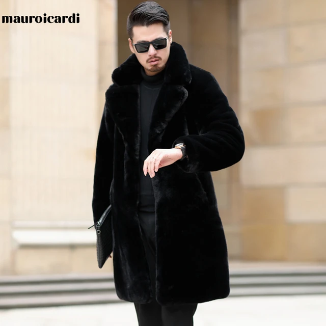 Mens black fur coats best sale