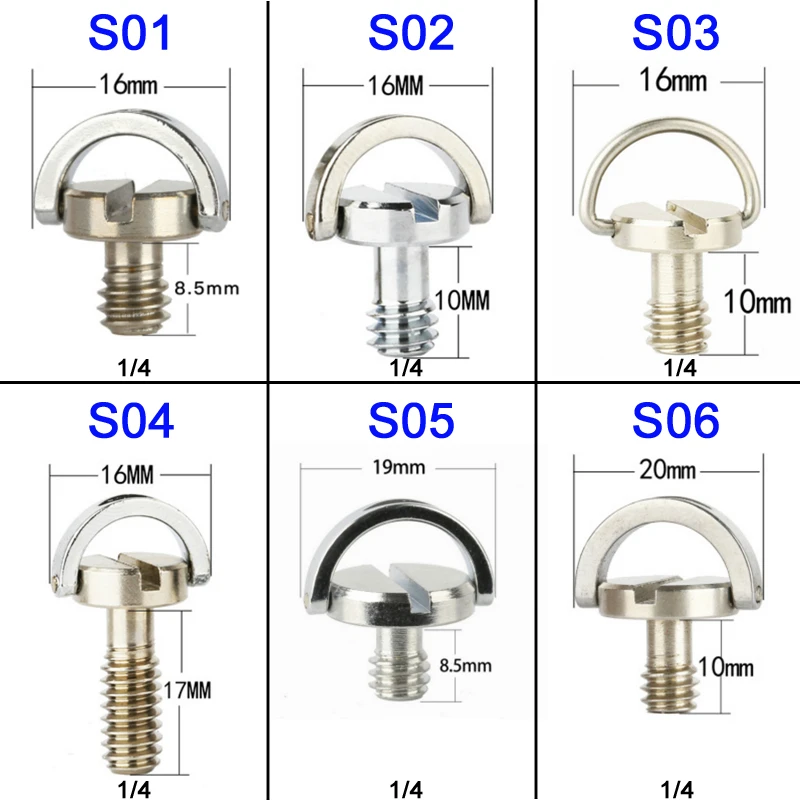 Dslr 1/4 3/8 Strap Folding D Ring Screw Tripod Ball Head Quick Shoe Mounting Adapter for Camera Monopod QR Plate