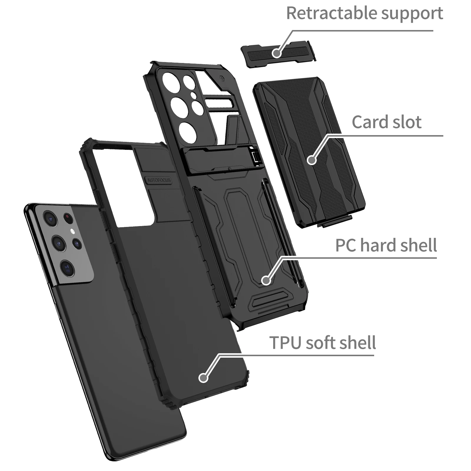 Hülle für Samsung Galaxy S25 Ultra S24 FE Note 20 Ultra A16 A55 A05S Brieftaschen-Karten-Flip-Cover Schützende Hybrid-Stand-Hartschalenhülle – Detail 7