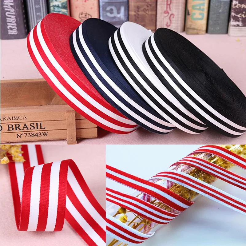 40mm 3Meters Double Sided Black Red White Grosgrain Ribbon Vertical Stripe Wave Tape Bow Sewing Fabic Decoration Gift Wrap Band