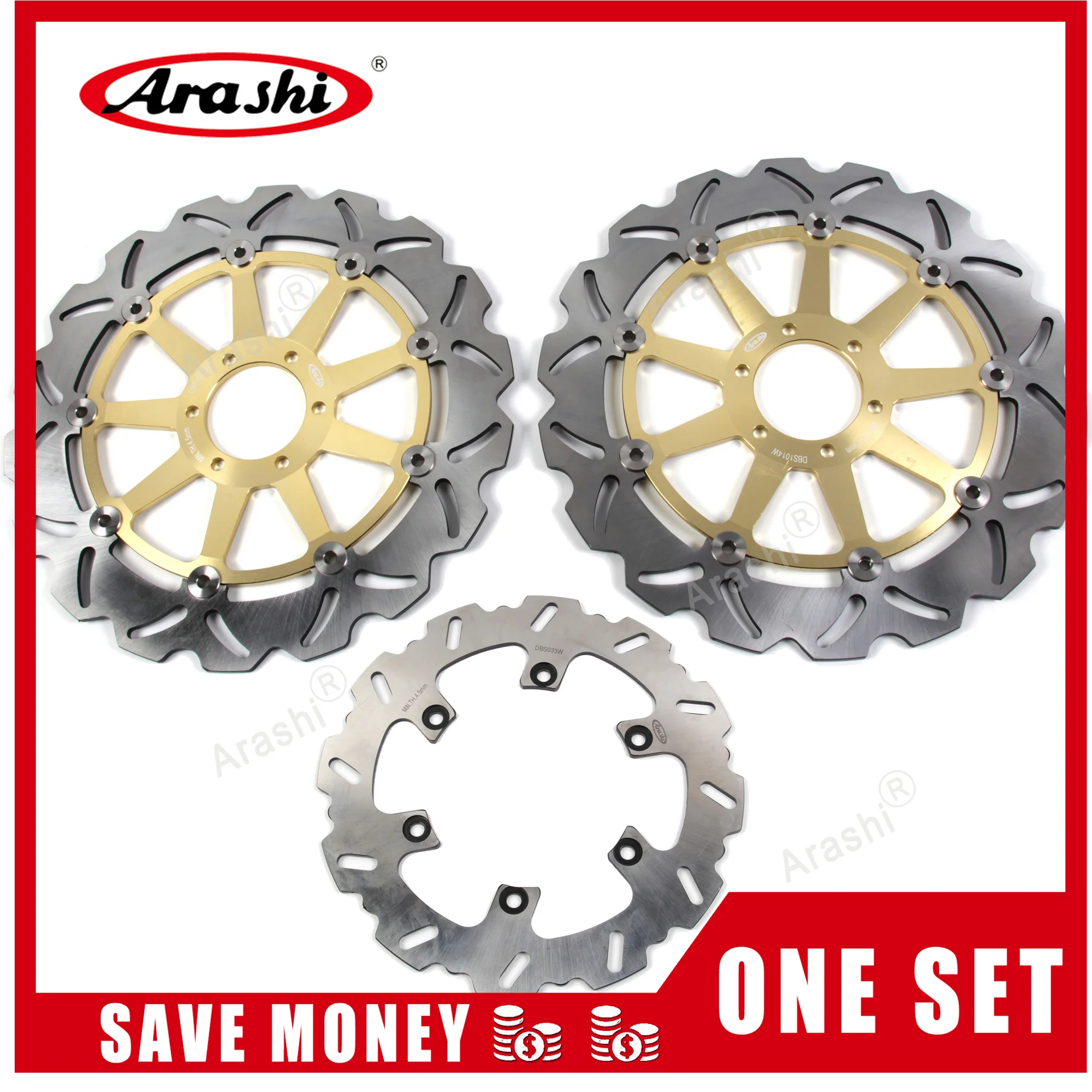 

Arashi 1 Set 320mm / 267mm Brake Disc For YAMAHA XJR 1200 1995-1997 CNC Full Floating Front Rear Rotor XJR1200 1995 1996 1997