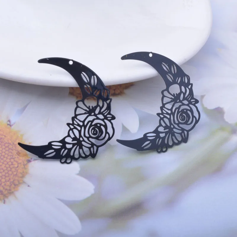 30 Stück AB6787 35*31mm Messing Bemalte Mond- und Blumenanhänger DIY Schmuck Ohrring-Zubehör – Detail 12