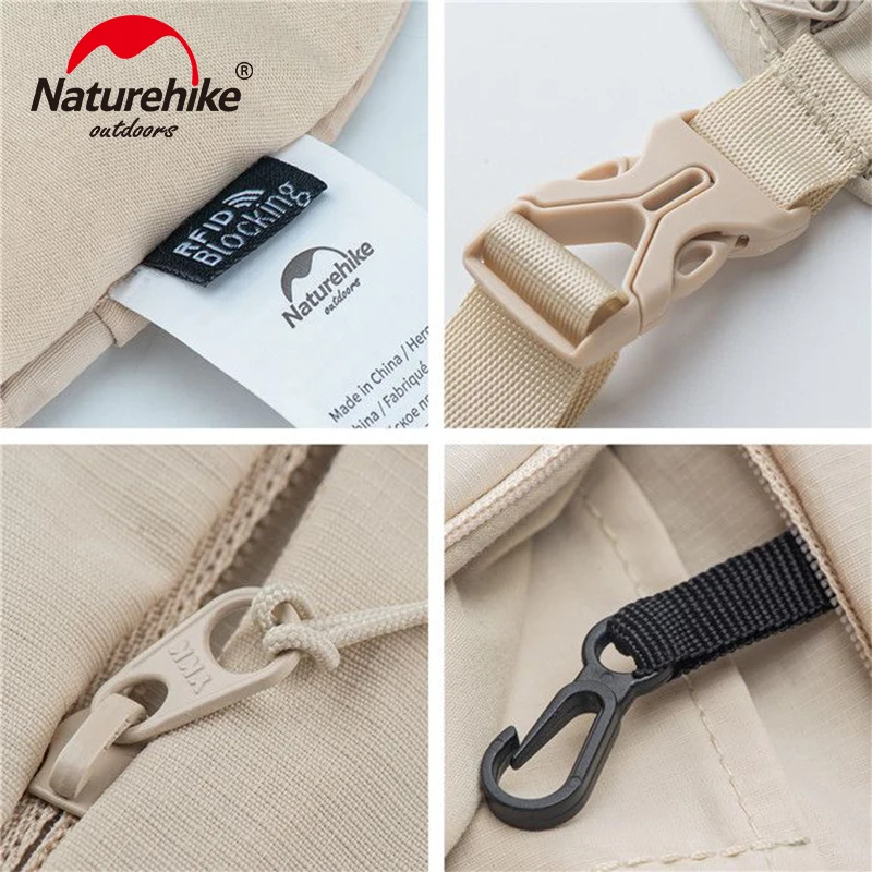 Naturehike-Travel Anti Theft Brush Close-fitting Waist Bag, Outdoor Travel, Anti Splashing Water Casual Satchel