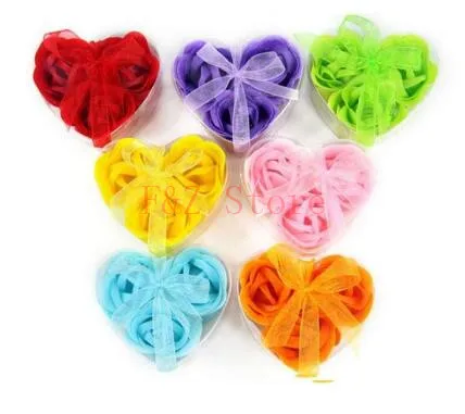 480set/lot 3pcs/set Rose Flower Petal Soap Bath Petals Soaps Heart Good Smell Wedding Gifts