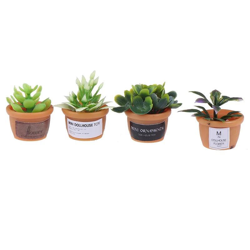 4Pcs Poppenhuis Miniatuur 1:12 Pot Diy Keuken Decora Potplanten