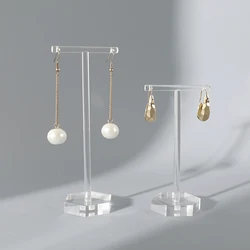 Fashion Style Clear Acrylic T-Shape Earrings Display Holder for Studs And Drop Earrings Jewelry Showcase Stand
