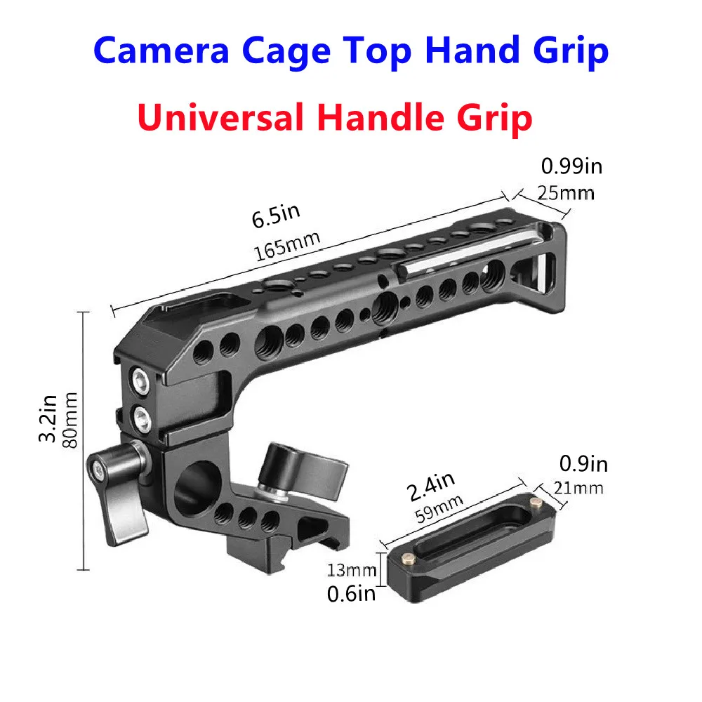 

Универсальный держатель для камеры с верхней ручкой из алюминиевых материалов с 4 креплениями для холодного башмака и различными отверстиями для винтов для аксессуаров DSLR