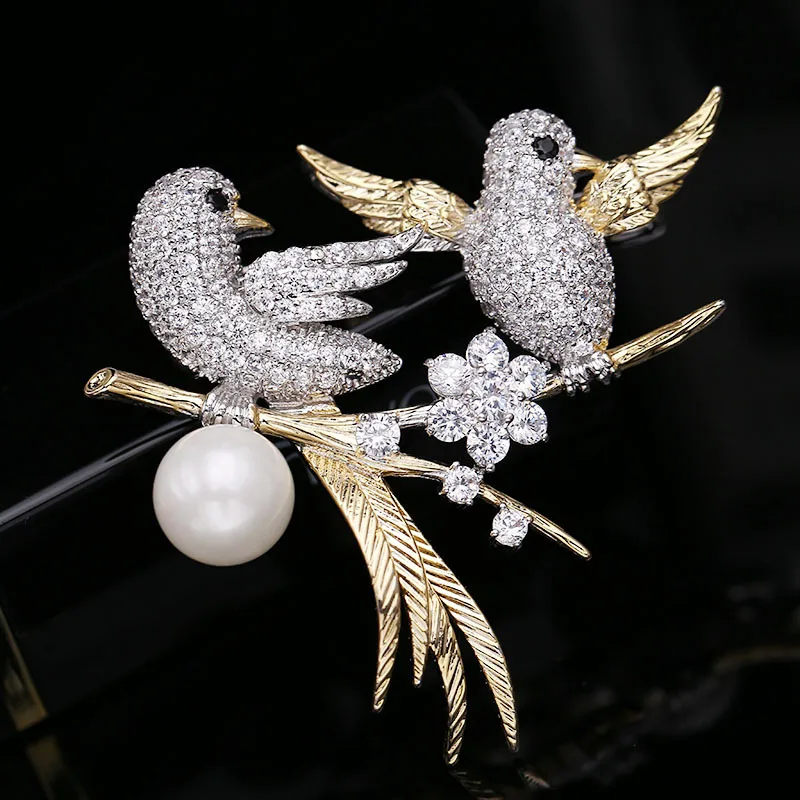 1pc Cute Canary CZ Bird Brooches for Women Statement CZ Dress Coat Scarf Corsage Brooches Pin Jewelry