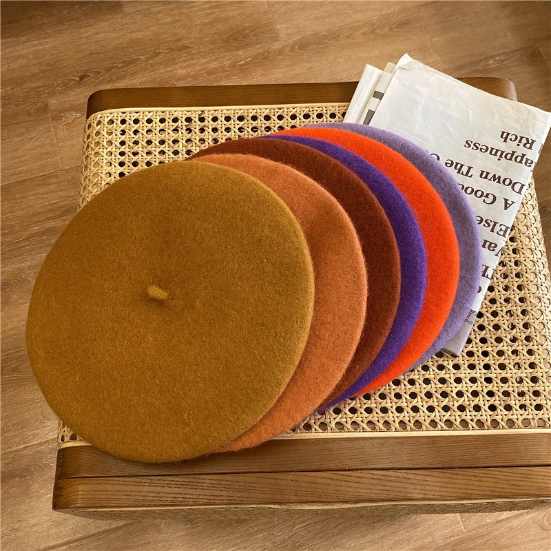 Dicke, warme Wollmütze, 70g Gewicht, für Mädchen und Frauen, lässige Vintage-Rundmütze, Kürbismütze, Gorros – Detail 7