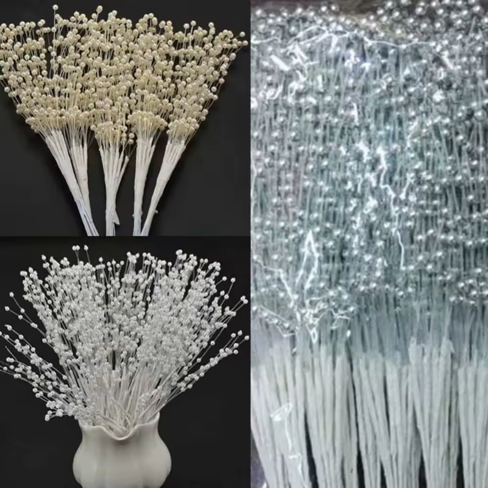 10 茎フェイクパールビーズスプレー結婚式の花嫁の花の花束ホームテーブル装飾カスミソウの枝造花アクセサリー