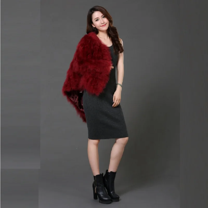 13 colors fashion sexy Ostrich wool turkey fur women coat gray feather short jacket winter festival long sleeve  XS 8XL 9XL10XL