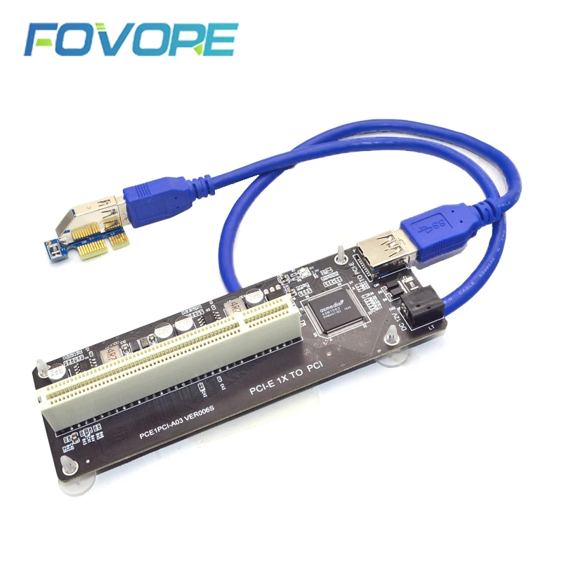 PCIE PCI-E PCI Express X1 to PCI Riser Card Bus Card High Efficiency Adapter Converter USB 3.0 Cable for Desktop PC ASM1083 Chip