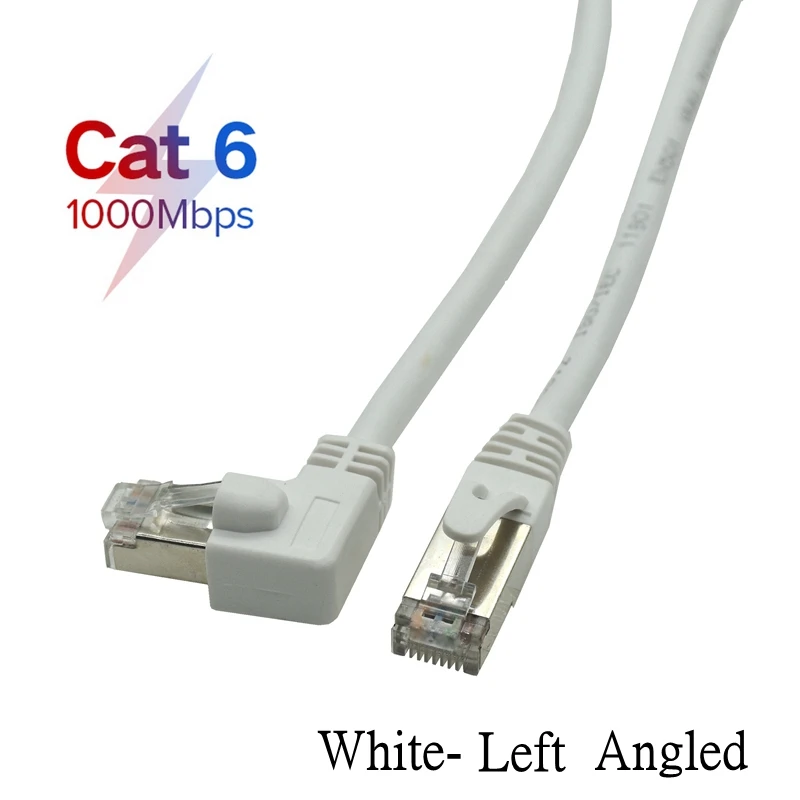 Biały kabel Ethernet Cat6 RJ45 Kabel sieciowy Patch 90 stopni Kąt prosty Cat6a Lan Krótki kabel 0,5 m 3-8 m Do laptopa Router TV BOX