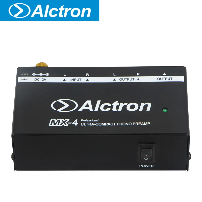 Alctron MX-4 전문 울트라 컴팩트 포노 프리앰프, RCA, 6.35mm 커넥터, DC 전원 공급 장치, 다양한 장치와 호환 가능