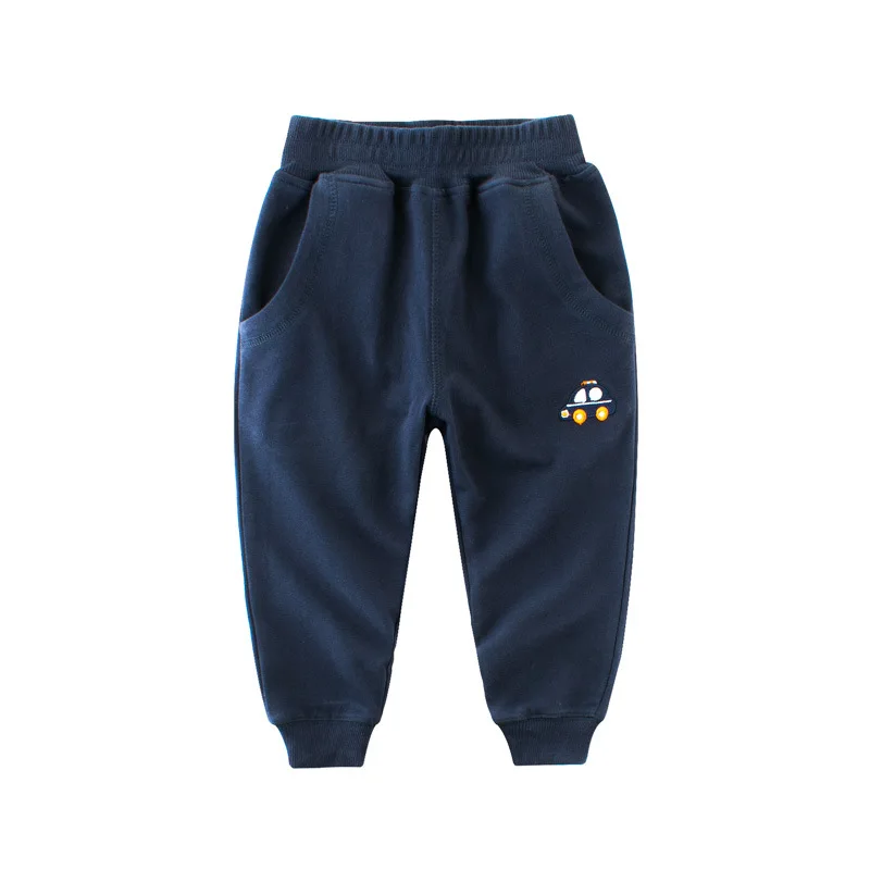 2024 1-9 Years Boy Trousers Children 100% Cotton Car Cartoon Long Sport Pants Baby Kids Spring Autumn Casual Sweatpants