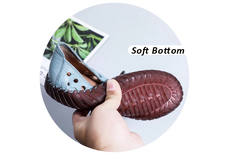 Herbst breite Breite Damenschuhe Echt leder Ballerinas Damen weiße Slipper fahren Mokassins Damenschuhe für Fußknochen – Detail 6