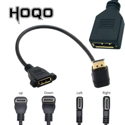90 Degree Angle Elbow DisplayPort Panel Mount Extension Cable Adapter Corner DP 1.2v Male to Female Cord Socket Screw 2k@144Hz