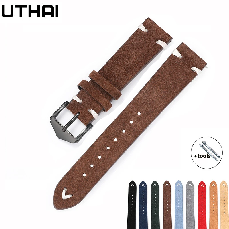 High-end leather watch strap 20mm 22mm Samsung strap Huawei watch strap Watchband UTHAI Z79